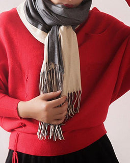 warm women tassel gray scarves small fresh imitation cashmere scarf