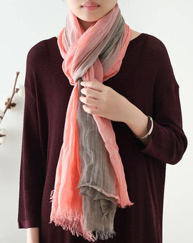 women new khaki pink double color Gradient scarf vintage warm scarves